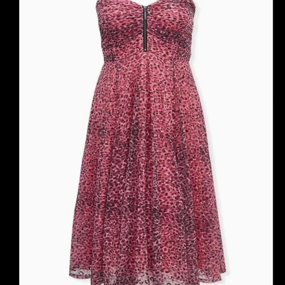 NWT Torrid x Betsey Johnson Black & Pink Leopard Mesh Tulle Dress Size 18 2X - Picture 4 of 5